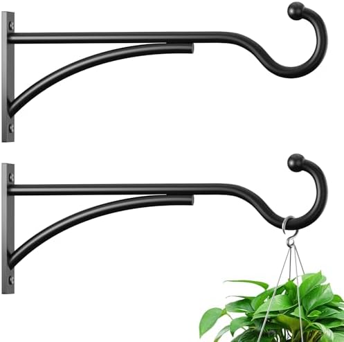 8 Inch 2 Pack Heavy-Duty Metal Plant Hanger Hooks, Matte black by saffruff