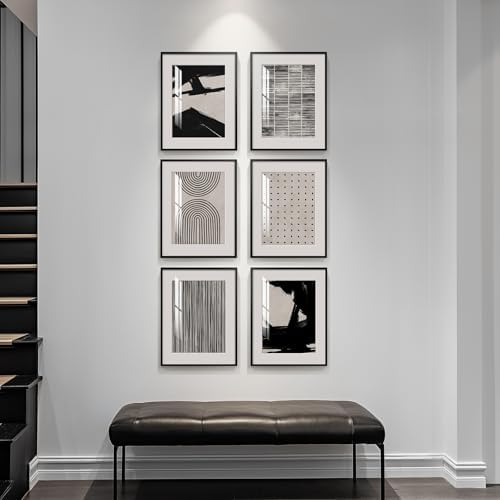 Framed Boho Black and White Abstract Wall Art - Image 3