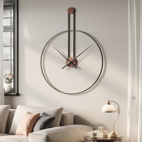 Cuspin 30 Inch Large Wall Clock, Modern Black Metal Clocks by Cuspin