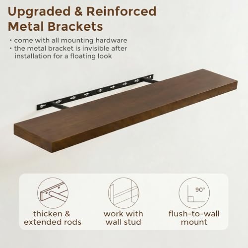 fuqing 40 Inch Floating Shelves 6.7'' Deep Dark Wood Wall Shelves Set of 2 - Image 5