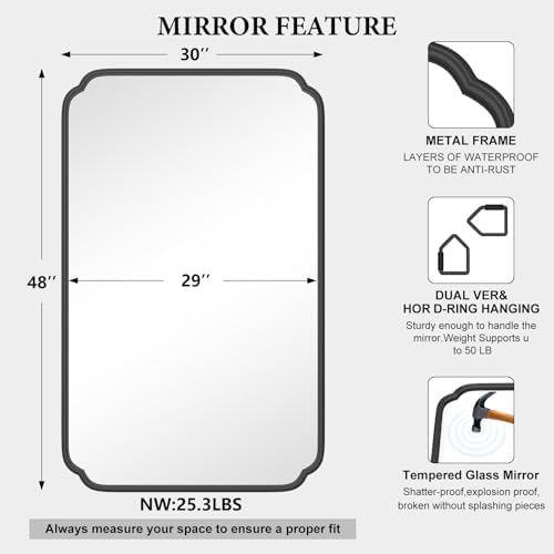 Ferytange Black 30"x48" Bathroom Mirror - Image 5