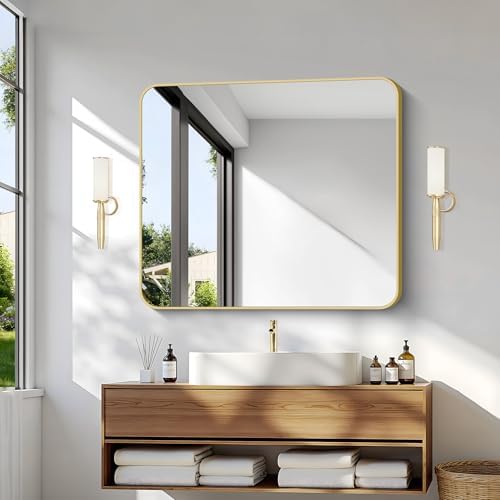 Gold Bathroom Mirror, 30x36 inch Wall Mirror - Image 2