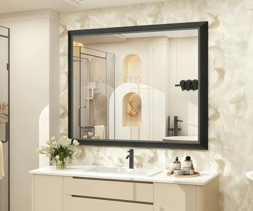 SMIROR 48x36 Matte Black Bathroom Vanity Mirror - Image 6
