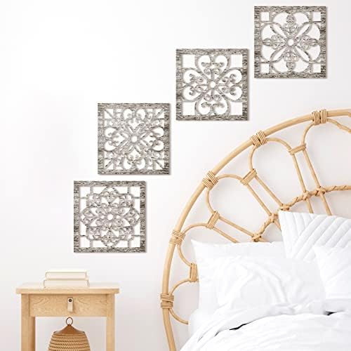 Yulejo 4 Pieces Thicken Rustic Wall Decor Farmhouse Wall Art Decor Wooden - Image 4