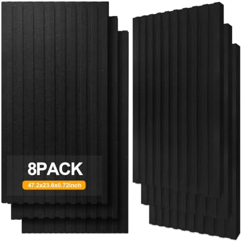 8 PCS Dual-Layer 0.72" Thickened Acoustic Wall Panels 47.2"x23.6" Self-Adhesive by BaseNoir