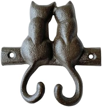 Rustic Cat-Shaped Decorative Wall Hook Rack Hangers by Zorues