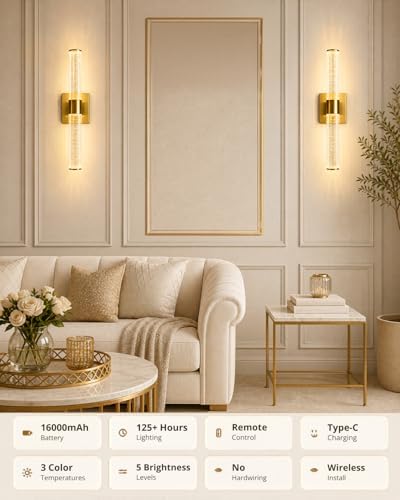 Wall Sconces, Battery Operated Wall Sconce - Image 2