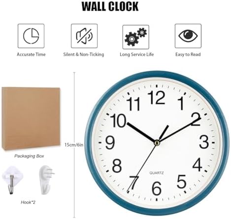 6 Inch Silent Wall Clocks Battery Operated, Non-Ticking Modern Round Clock - Image 7