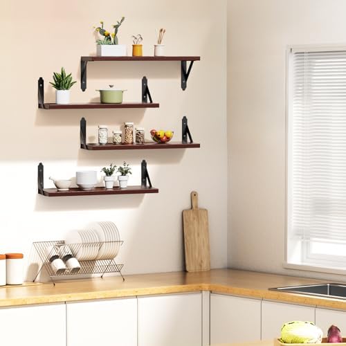 ROMGUAR CRAFT Wood Wall Floating Shelves Set of 4 - Image 5