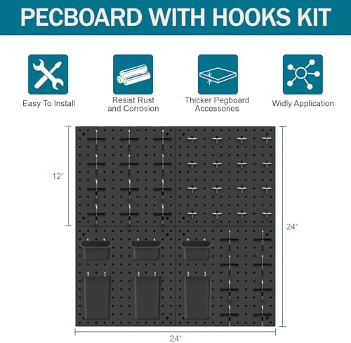 Peg Board Kit, Includes Pegboard and Accessories, - Image 4