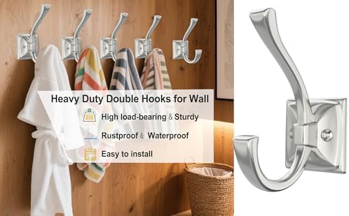 TOFIIGREM 2 Pack Brushed Nickel Towel Robe Hooks, Coat Hooks - Image 6