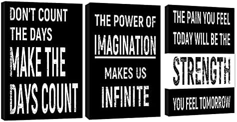 3 Piece Inspirational Wall Art Black Background Sayings Pictures, Quote by GUTTATYART