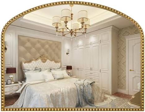 28"x36" Large Arch Wall Mirror, Decorative Beaded Frame Hanging Vanity Mirror by Fobule