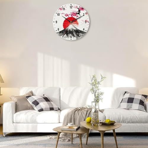 SPUNKER Clock for Bedroom, Japan Cherry Blossoms Kitchen Wall Clock, Sun Mt. - Image 6