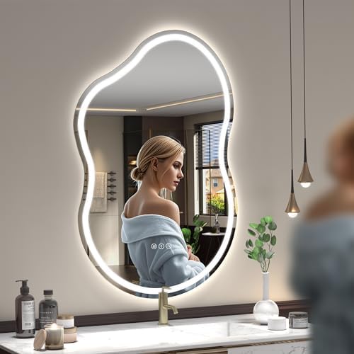 SMIROR 40x24 Irregular Led Lighted Bathroom Vanity Mirror - Image 2