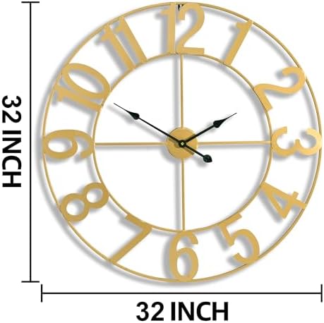 Sorbus Large Wall Clock, Metal Frame, Battery Powered - Image 3