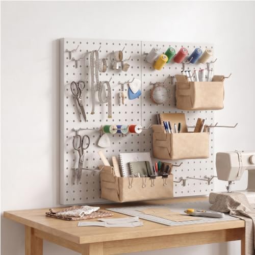 Peg Board, 8 Pack Metal Pegboard Panels and 63 Pcs Hooks and Baskets, Garage - Image 2