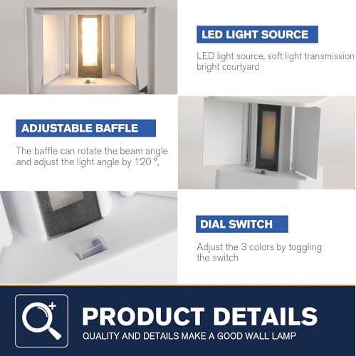 4 Pack LED Outdoor Wall Lights Exterior/Interior 3 Colors Adjustable 15W Wall - Image 6