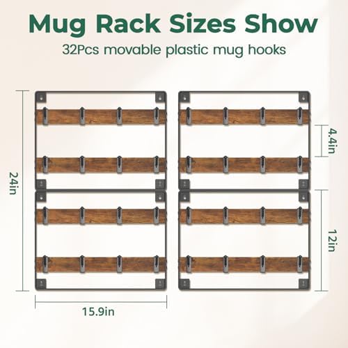 EsLuker.ly Mug Holder Hanger Cup Display Rack Wall Mounted, 4 Pack - Image 5