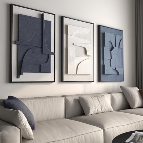 Large Framed Blue Abstract Wall Art by Cuspin