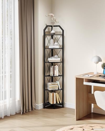 CHOEZON 6-Tier Corner Shelf, Industrial Corner Bookshelf, 71.2" Display Storage - Image 4