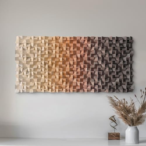 LIUZEYUE Large Textured Wood Wall Art Featuring Organic Cube Texture - Image 6