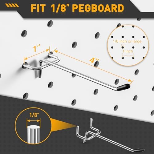Pegboard Hooks, 25 Pack 4 inch Peg Board Organizer Accessories - Image 2