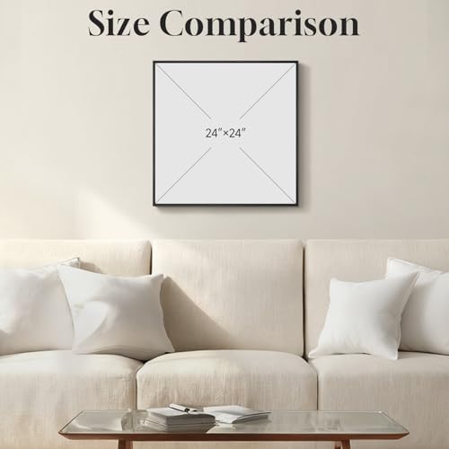 Framed Blue Abstract Wall Art Decor, Square Coastal Canvas Print, 24x24 In - Image 3