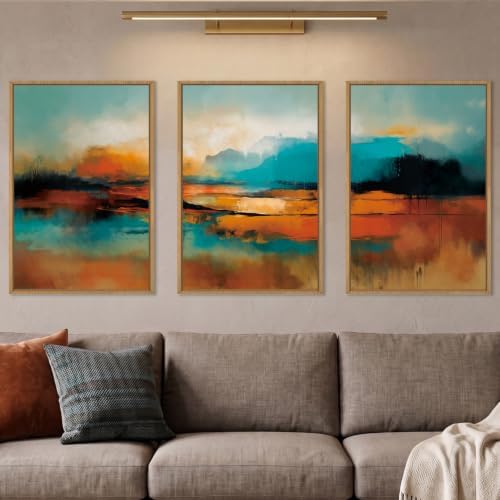 Aryroi Large Abstract Burnt Orange Framed Canvas Wall Art Set- 16"x24"x3 by Aryroi