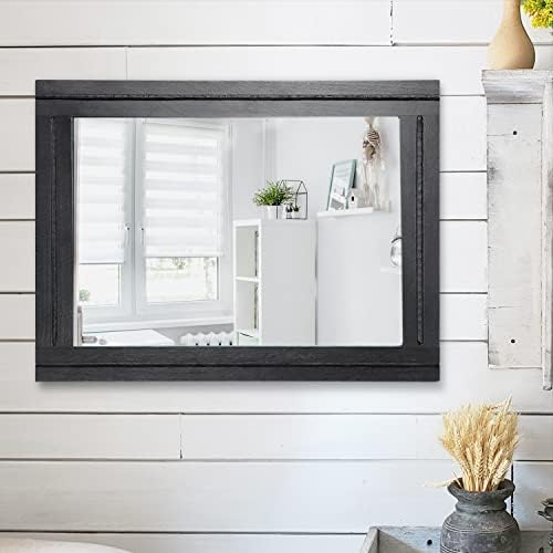 AAZZKANG Black Mirrors for Wall Rectangle Wood Framed Large Hanging Mirror - Image 4