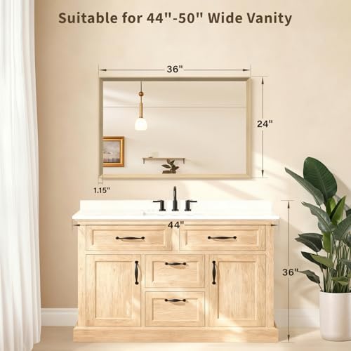 Oak Wood Effect Framed Wall Mirror, 24x36 Rectangle Mirror - Image 2