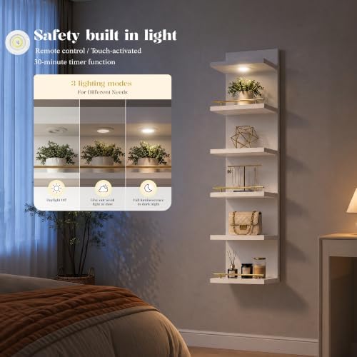 REIBII 6 Tier Wall Shelf Unit, LED Light - Image 5