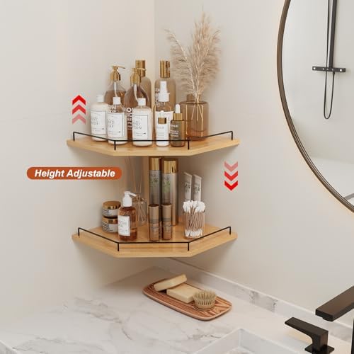 JJL Corner Shelf Wall Mounted, 12 Inches 2-Tier Floating Corner Shelf, Hexagon - Image 5