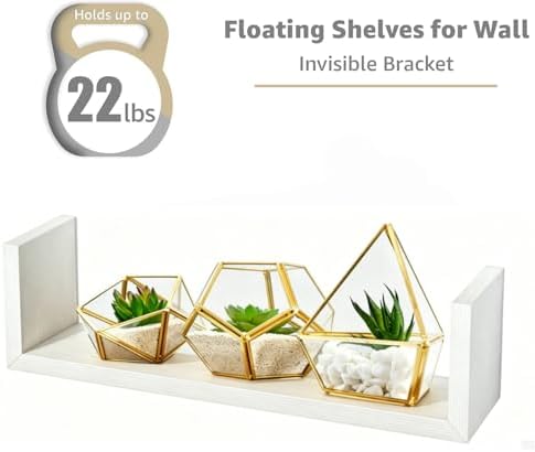 White Floating Shelves for Wall, Waterproof Solid Wood - Image 5