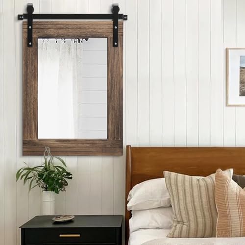 AAZZKANG Large Rectangle Mirror Rustic Wood Hanging Mirror Large 30"x22" - Image 5