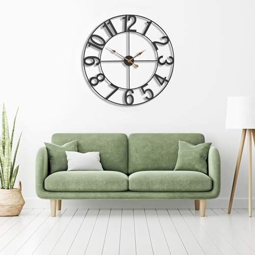 Sorbus Large Wall Clock, Metal Frame, Battery Powered - Image 5