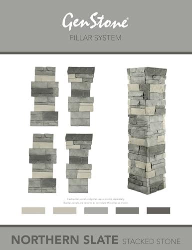GenStone Faux Stacked Stone Pillar Panel 11.25" x 24" in Northern Slate Smoke - Image 2