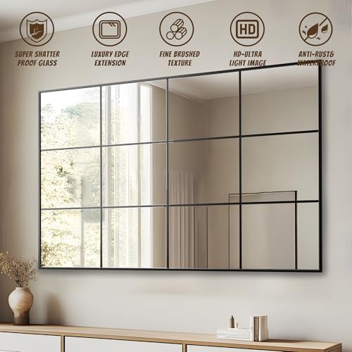 Antok Wall Mirror, Metal Framed Wall Mounted Mirror, Hanging or Leaning - Image 6