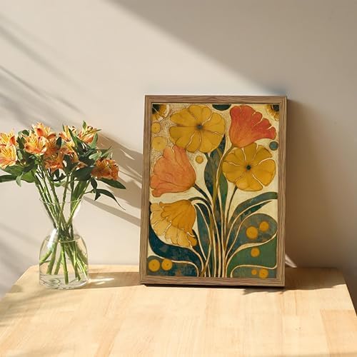 Framed Vintage Art Nouveau Floral Wall Art, Retro Rustic Botanical Artwork - Image 6