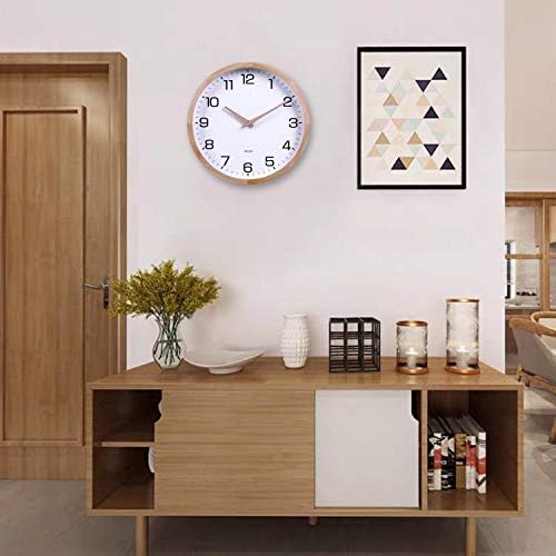 Kesin 12 Inches Wooden Round Silent Wall Clock White Wood Wall Clocks - Image 2