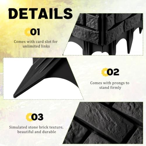 Landical 4 Pcs Black Faux Stone Garden Fence, Landscape Edging Border - Image 3