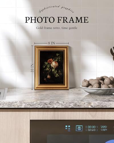 VIYYIEA Vintage Gold Framed Floral Wall Art, Dark Botanical Academia Moody - Image 6