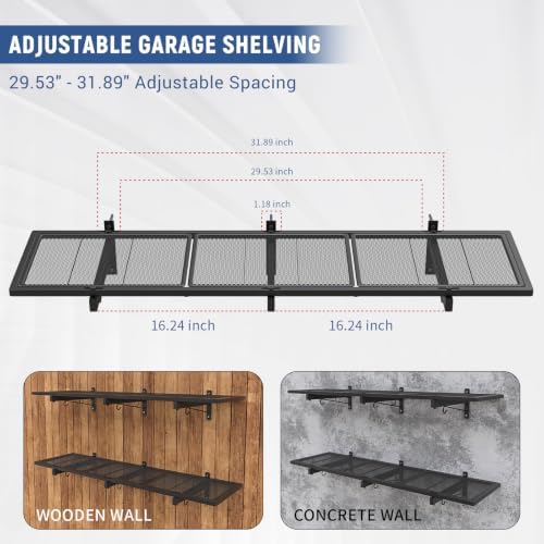 2 Pack Garage Wall Shelf, Heavy Duty Garage Shelving, Metal Hanging Storage Rack - Image 4