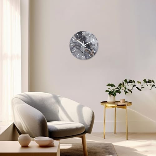 Modern Marble Wall Clock Battery Operated 16 Inch - Image 4