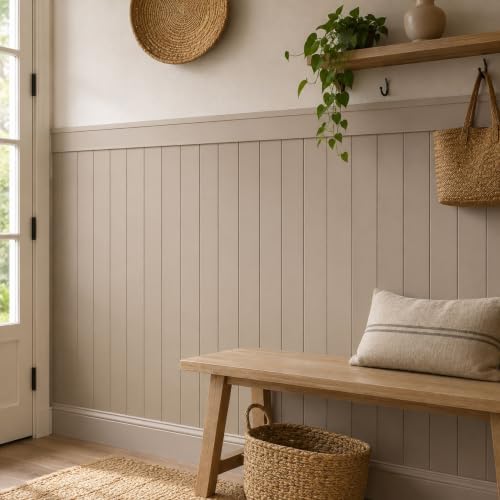 TUALCA Beadboard Accent Wall Panels Kit, Pre-Cut Wainscoting, 15 Sq Ft by TUALCA