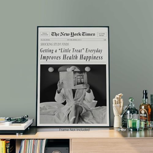 Funky Black and White Newspaper Wall Art 24x36 in Unframed Humor Quotes Posters - Image 3