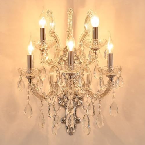 YLONG-ZS Large Modern Crystal Wall Sconce， Lights-5 Light Crystal Wall Sconce - Image 2