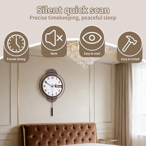 Large Wall Clock Acrylic Wood Silent Battery - Image 4