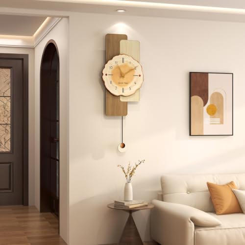 Pendulum Wall Clock for Living Room Decor Silent Battery Operated - Image 2