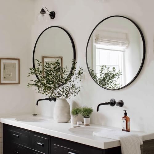 Sunniry Black Bathroom Mirror 30 inch, 2 Pack Wall Mirror, Matte Metal Frame - Image 3